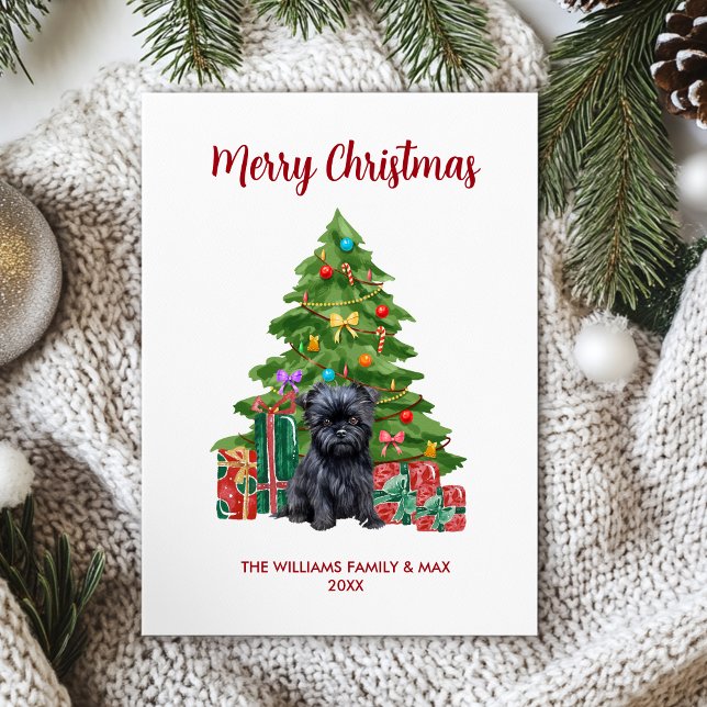 Tarjeta Festiva Navidades familiares de Affenpinscher Dog (Subido por el creador)