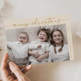 Tarjeta Festiva Navidades familiares de Boho Moda Cream Gold Photo