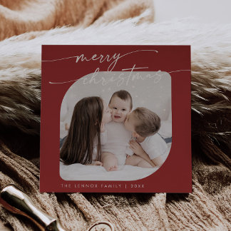 Tarjeta Festiva Navidades familiares de Boho Moda Red Photo Cute