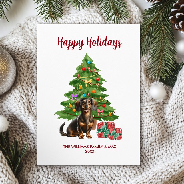 Tarjeta Festiva Navidades familiares de perros de Dachshund (Subido por el creador)