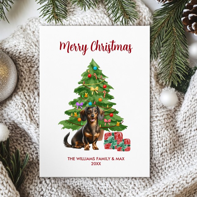 Tarjeta Festiva Navidades familiares de perros de Dachshund (Subido por el creador)