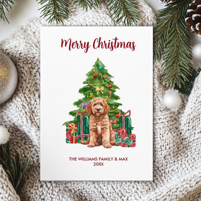 Tarjeta Festiva Navidades familiares de perros de goldendoodle per (Subido por el creador)