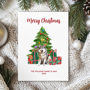 Tarjeta Festiva Navidades familiares de perros de Malamute