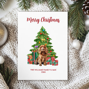 Tarjeta Festiva Navidades familiares de perros gallos españoles