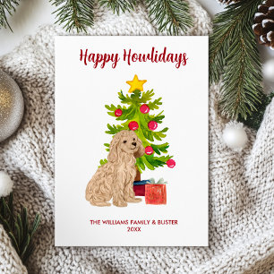 Tarjeta Festiva Navidades familiares de perros Goldendoodle
