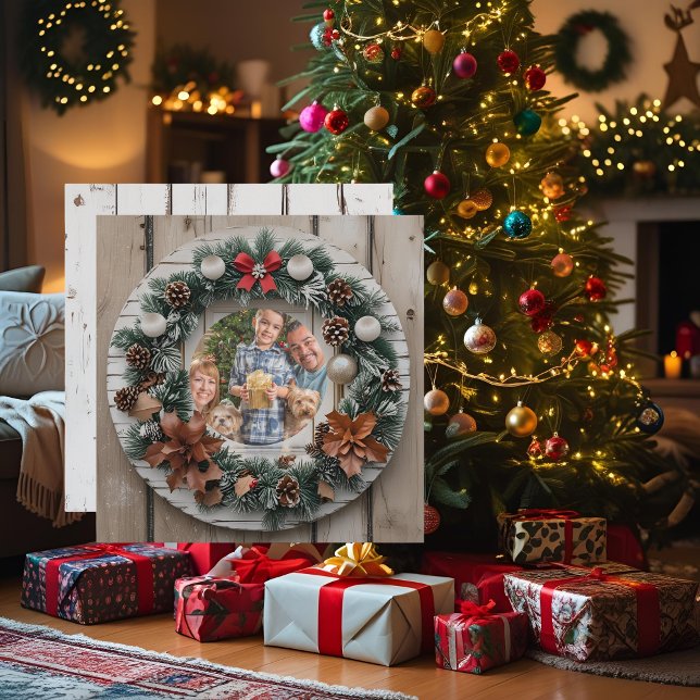 Tarjeta Festiva Navidades familiares del Personalizable Wreath de  (Subido por el creador)