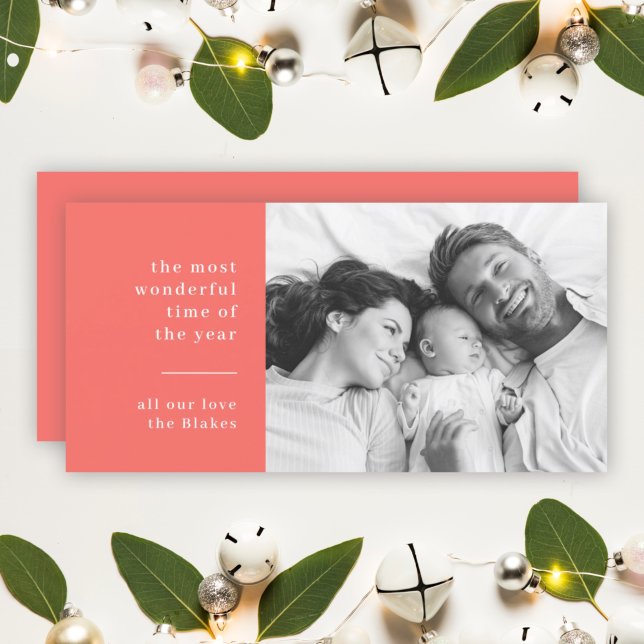 Tarjeta Festiva Navidades familiares | Moderna y elegante foto roj (Subido por el creador)