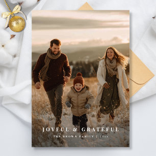 Tarjeta Festiva Navidades familiares modernos alegres y agradecido