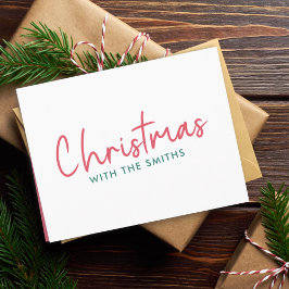 Tarjeta Festiva Navidades familiares | Nombre de la familia Minima