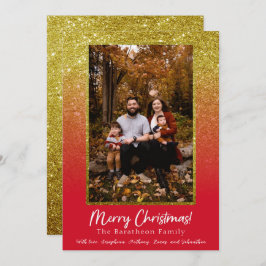 Tarjeta Festiva Navidades familiares personalizados de Red Gold Pu
