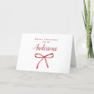 Tarjeta Festiva Navidades familiares que coinciden - cinta roja