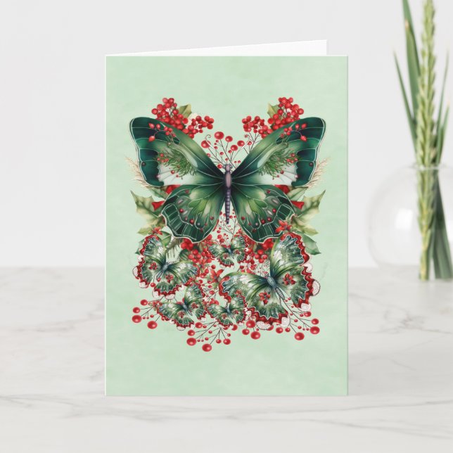 Tarjeta Festiva Navidades fantasmas mariposas (Anverso)