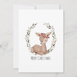 Tarjeta Festiva Navidades Fawn Wreath