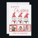 Tarjeta Festiva Navidades felices 3 Foto<br><div class="desc">Cuta acuarela tarjeta de foto de vacaciones con una linda muñeca de nieve con un saludo de 'Feliz Navidad.</div>