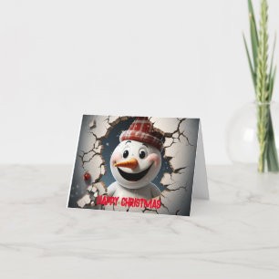 Tarjeta Festiva Navidades felices 3D de Snowman