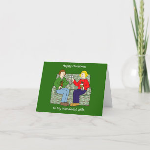 Tarjeta Festiva Navidades felices a esposa gay