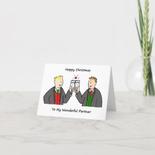 Tarjeta Festiva Navidades felices a pareja gay