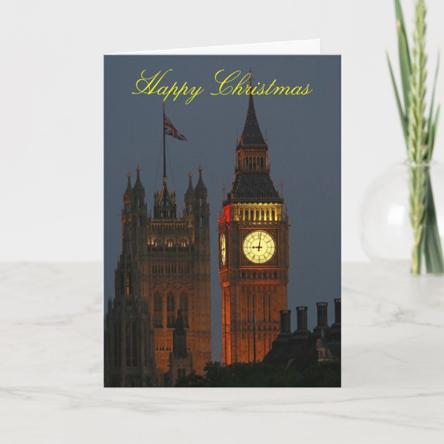 Tarjeta Festiva Navidades felices-Big Ben-Londres (Anverso)