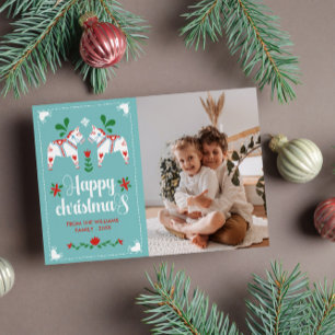 Tarjeta Festiva Navidades felices de arte de la gente del caballo