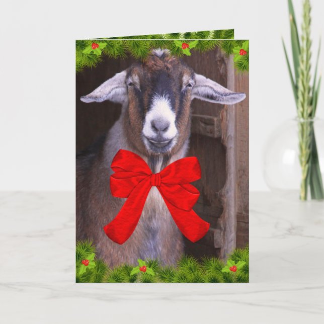 Tarjeta Festiva Navidades felices de cabra (Anverso)