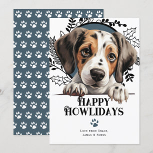 Tarjeta Festiva Navidades felices de Howlidays de punteros