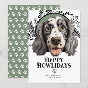 Tarjeta Festiva Navidades felices de Howlidays English Setter Dog