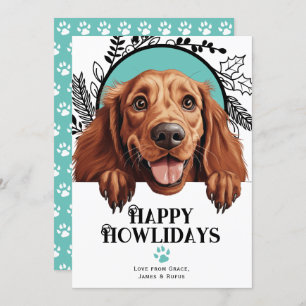 Tarjeta Festiva Navidades felices de Howlidays Irish Setter Dog