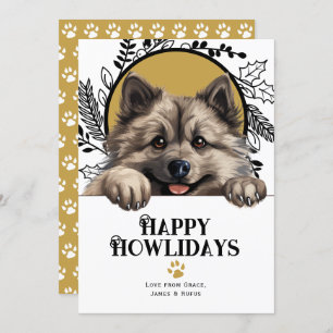 Tarjeta Festiva Navidades felices de Howlidays Keeshond Dog