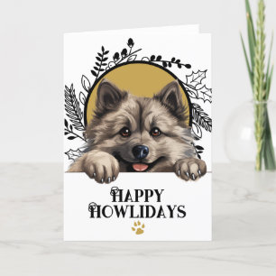Tarjeta Festiva Navidades felices de Howlidays Keeshond Dog