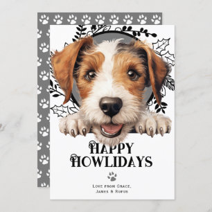 Tarjeta Festiva Navidades felices de Howlidays Wire Fox Terrier