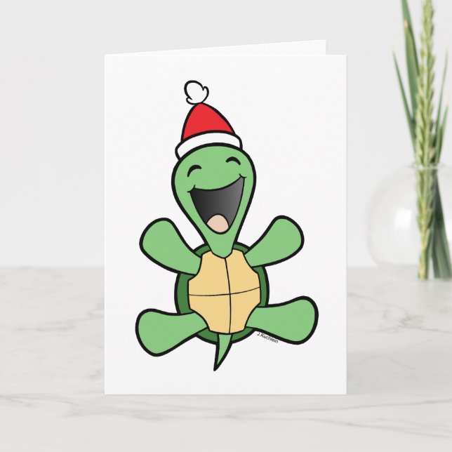 Tarjeta Festiva Navidades felices de la tortuga (Anverso)