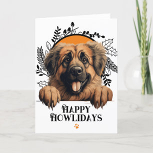 Tarjeta Festiva Navidades felices de Leonberger Dog