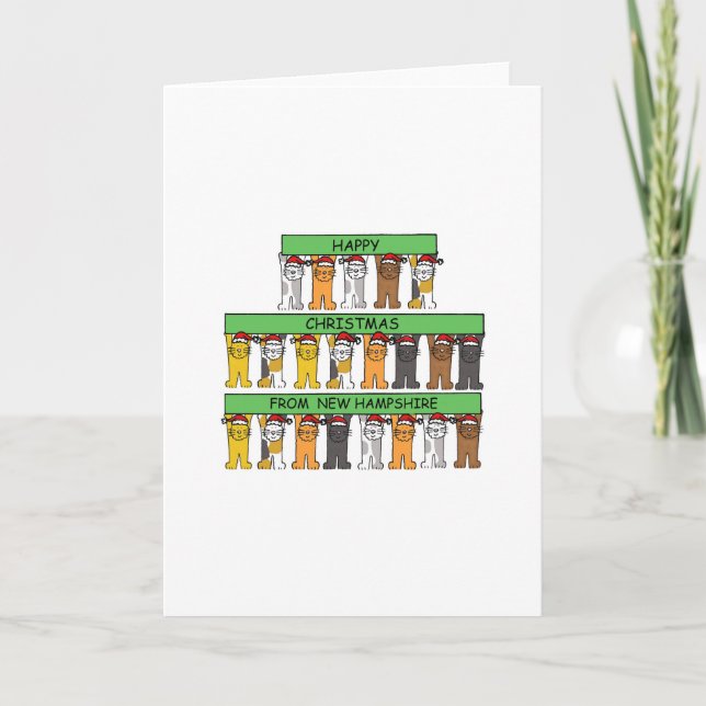 Tarjeta Festiva Navidades felices de New Hampshire (Anverso)