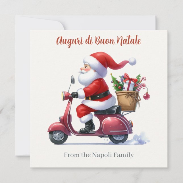 Tarjeta Festiva Navidades felices de Santa Scooter Italia (Anverso)