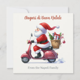 Tarjeta Festiva Navidades felices de Santa Scooter Italia