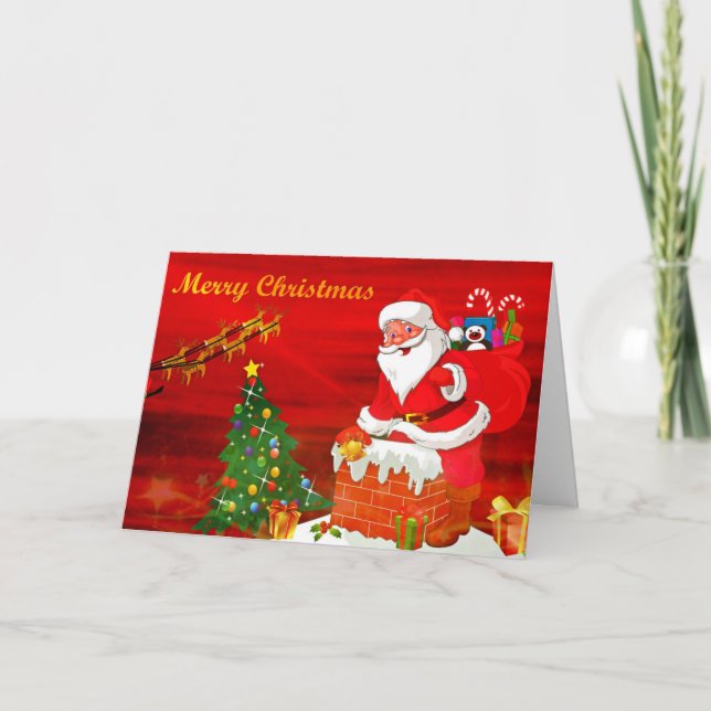 Tarjeta Festiva Navidades felices de vacaciones en Santa Decor (Anverso)