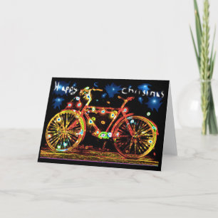 Tarjeta Festiva Navidades felices en bicicleta