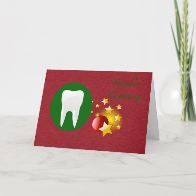 Tarjeta Festiva Navidades Felices Fiestas del dentista a los clien (Anverso)