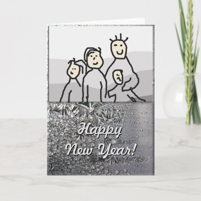 Tarjeta Festiva Navidades Felices Fiestas Plata con Foto (Anverso)