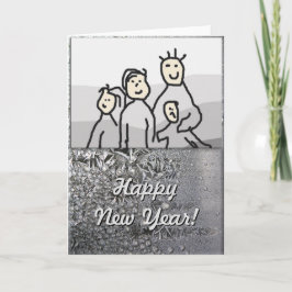 Tarjeta Festiva Navidades Felices Fiestas Plata con Foto