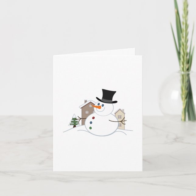 Tarjeta Festiva Navidades felices Ilustracion Snowman (Anverso)
