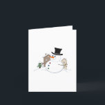 Tarjeta Festiva Navidades felices Ilustracion Snowman<br><div class="desc">Ilustracion de un Navidad de estilo personalizado en una escena de nieve con casas cubiertas de nieve y un árbol en el fondo en el frente y una pequeña versión en el interior con las palabras "¡Feliz Navidad!".</div>