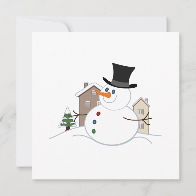 Tarjeta Festiva Navidades felices Ilustracion Snowman (Anverso)