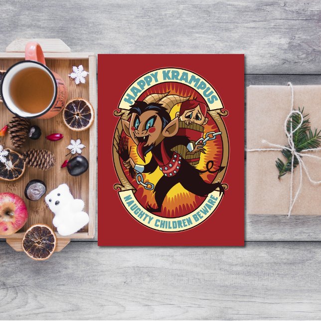 Tarjeta Festiva Navidades Felices Krampus Niños traviesos Cuidado (Subido por el creador)