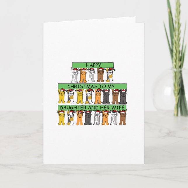 Tarjeta Festiva Navidades felices Mi hija y su esposa. (Anverso)