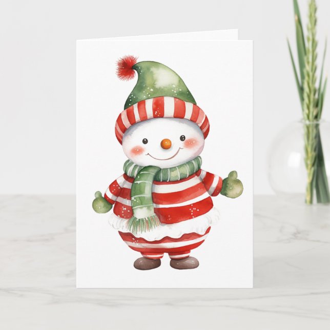 Tarjeta Festiva Navidades felices muy unidos Snowman BLANk (Anverso)