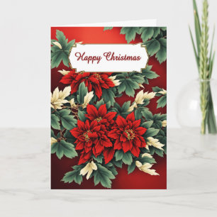 Tarjeta Festiva Navidades felices Poinsettias