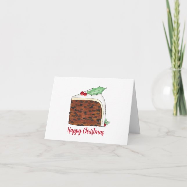 Tarjeta Festiva Navidades felices Reino Unido Pastel de pasteles b (Anverso)