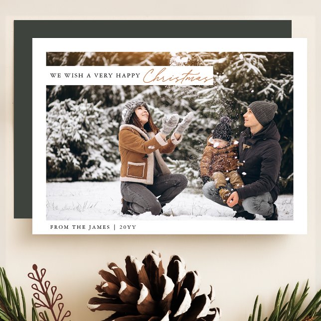 Tarjeta Festiva Navidades felices verdes y blancos de la moda (Subido por el creador)