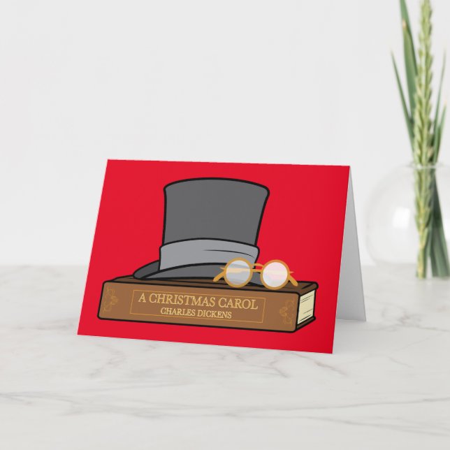 Tarjeta Festiva Navidades felices villancicos con sombrero y espej (Anverso)